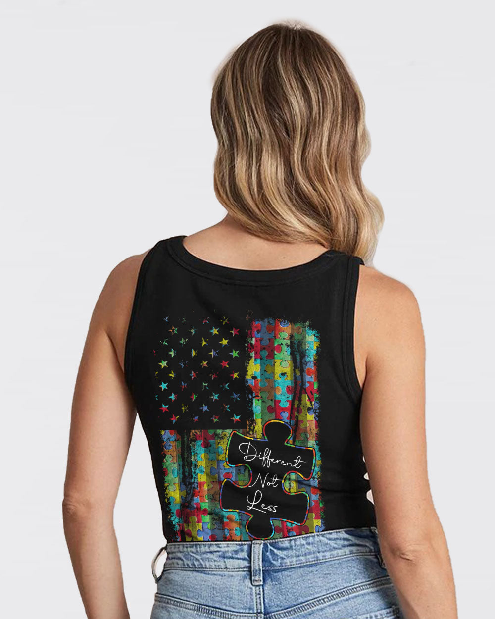 Different Not Less Flag Women's Autism Awareness Tanks