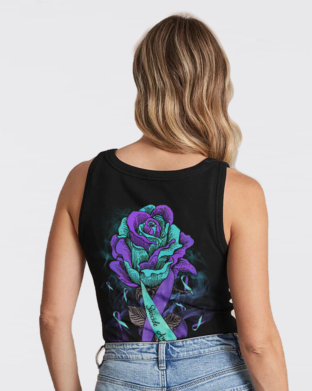 Rose Ribbon Smoke Women's Suicide Prevention Awareness Tanks