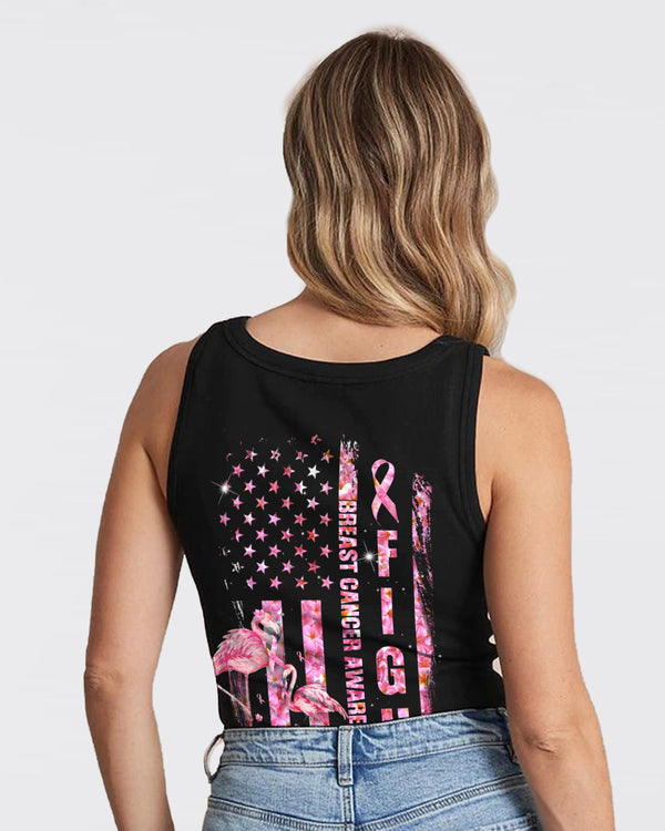 Fight Flag Flamingo Women's Breast Cancer Awareness  Tanks