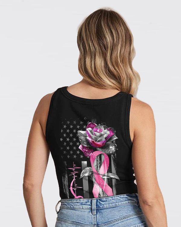 Rose Ribbon Flag Women's Breast Cancer Awareness Tanks