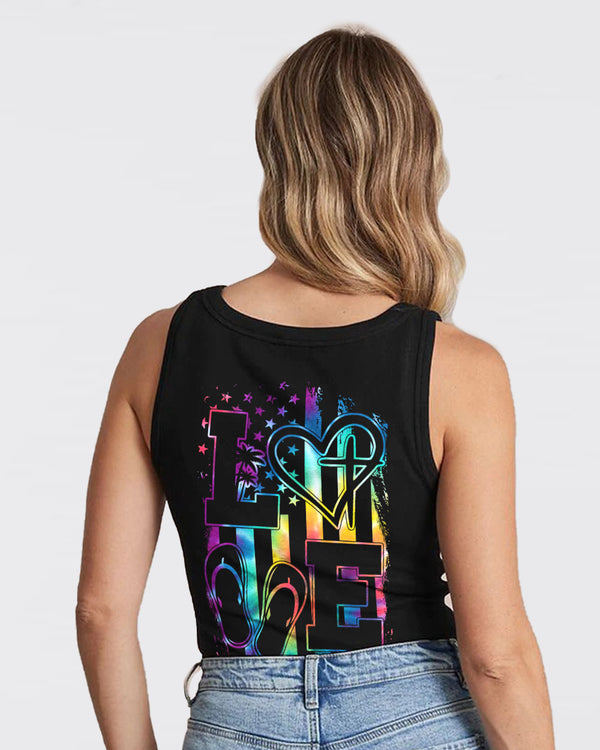 Love Faith Tie Dye Flag Women's Christian Tanks