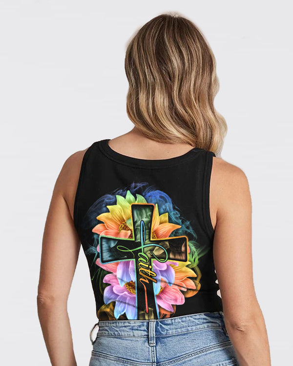 Rainbow Colorful Sunflower Faith Smoke Women's Christian Tanks
