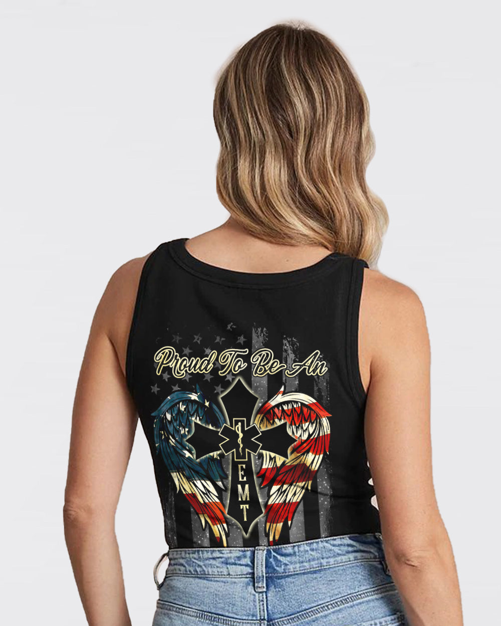 Proud To Be An EMT Wings Cross Women's Christian Tanks