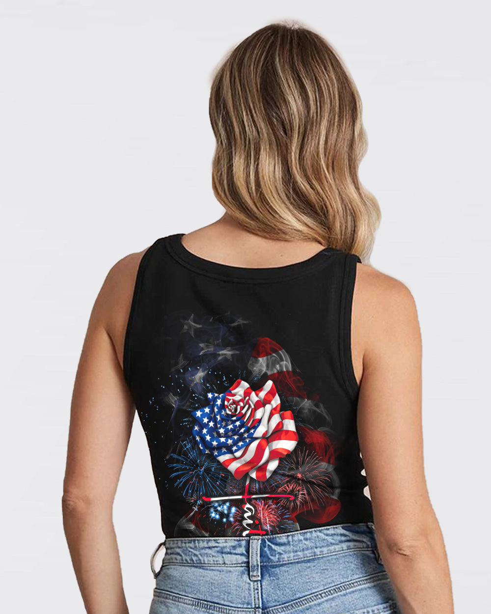 Faith America Flag Rose Women's Christian Tanks