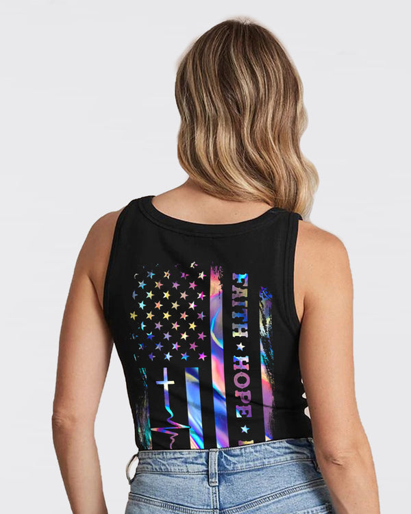 Faith Hope Love Colorful Flag Women's Christian Tanks