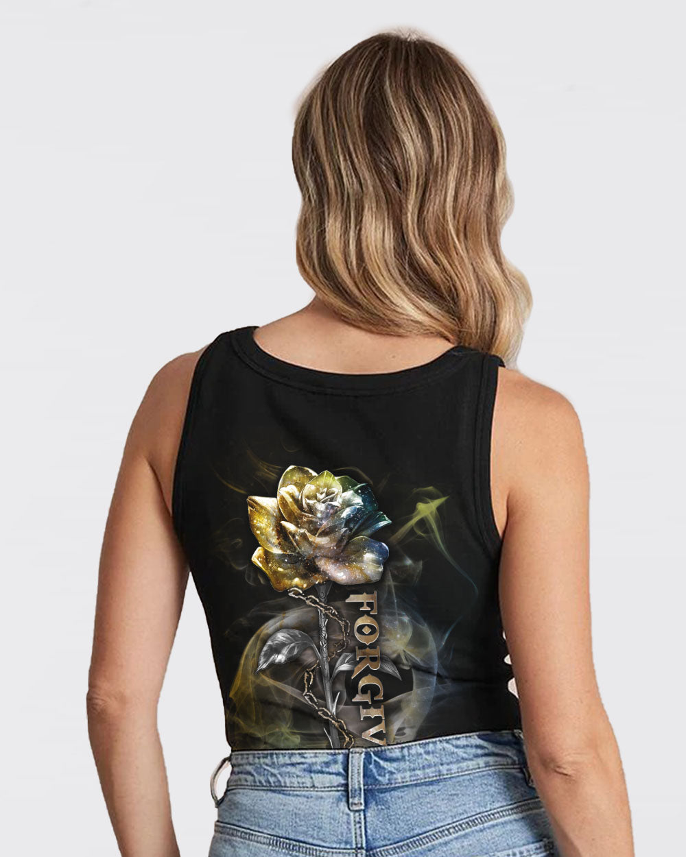 Jesus Rose Forgiven Smoke Women's Christian Tanks