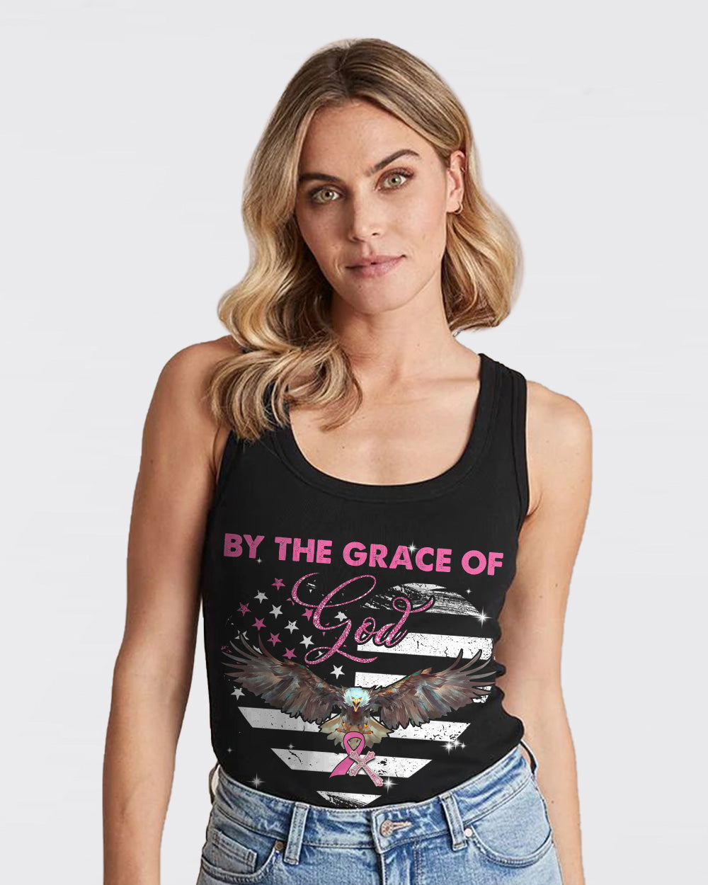 By The Grace Of God Heart Eagle Women's Christian Tanks