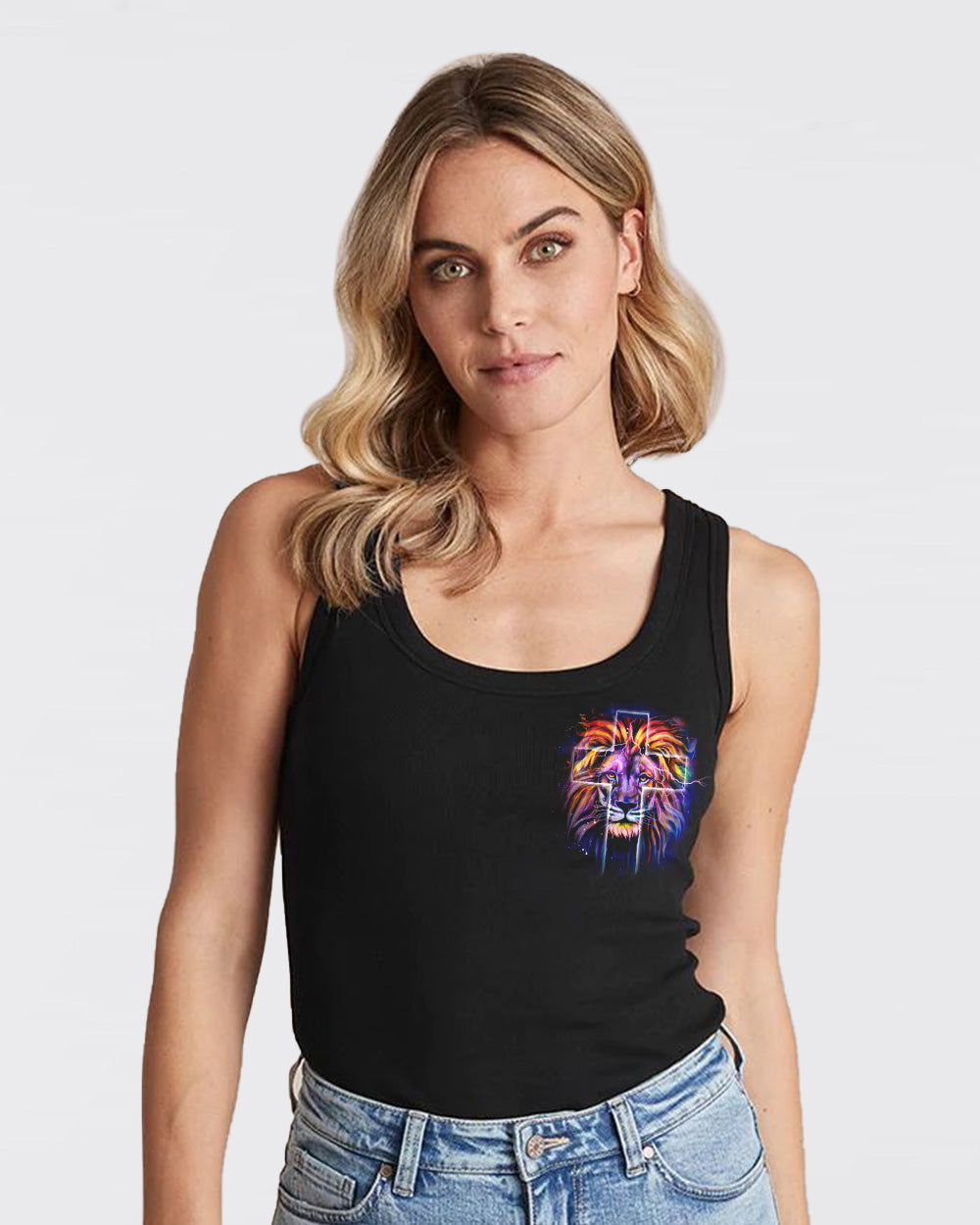 Way Maker Miracle Worker Colorful Lion Faith Heart Beat Women's Christian Tanks