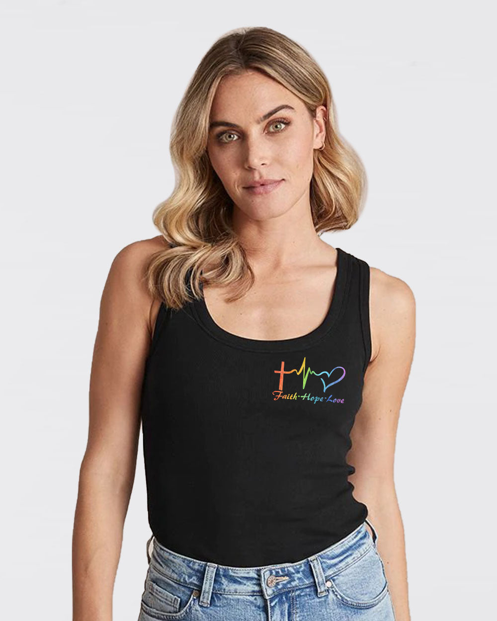 Rainbow Colorful Sunflower Faith Smoke Women's Christian Tanks