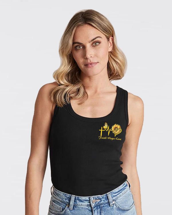 God Say You Are Sunflower Butterfly Cross Faith Women's Christian Tanks