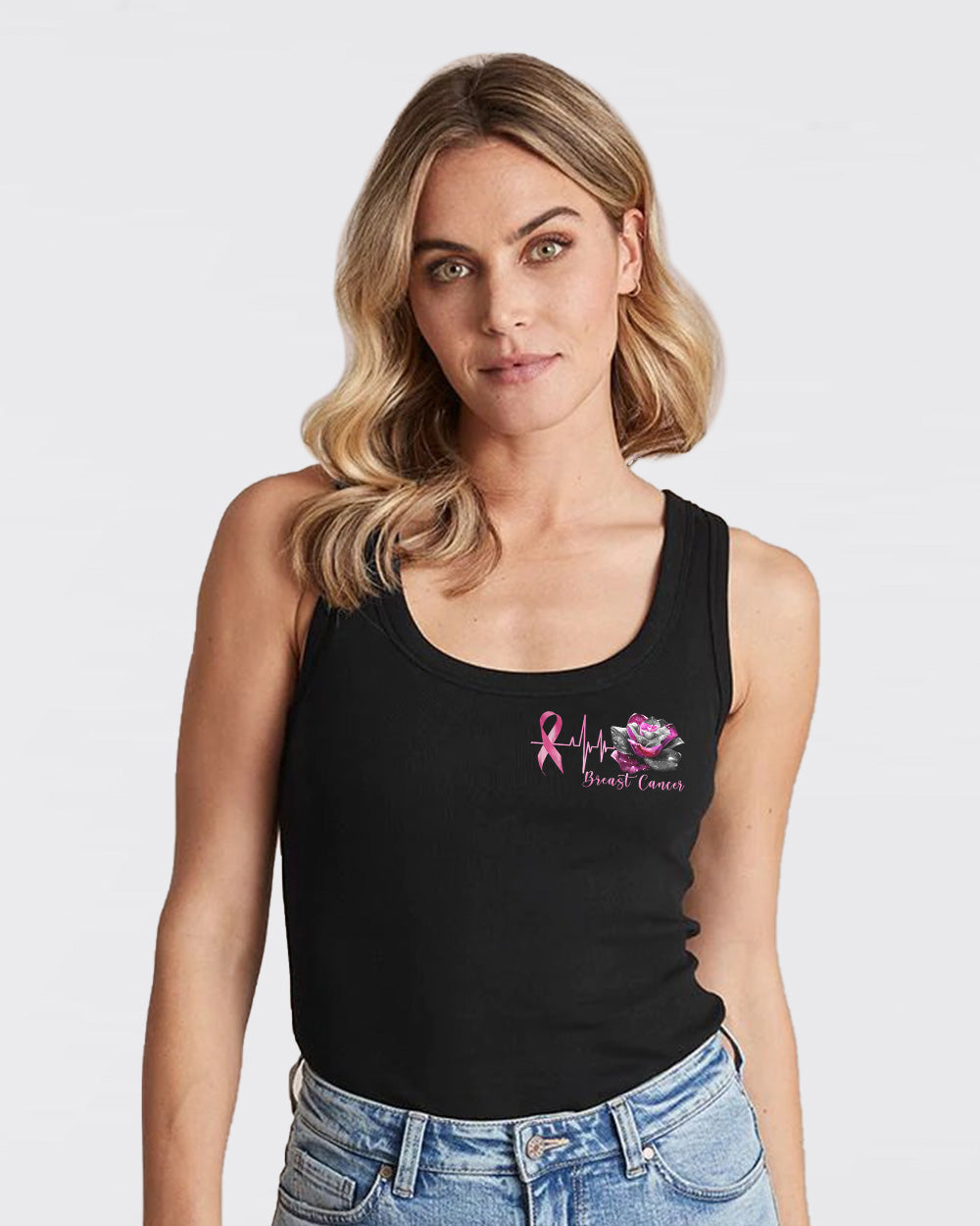Rose Ribbon Flag Women's Breast Cancer Awareness Tanks