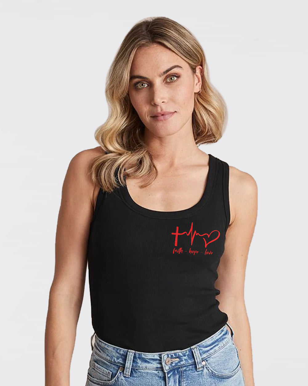 Faith Red Rose Flag Women's Christian Tanks