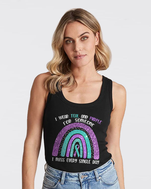 I Wear Teal And Purple For Someone Rainbow Women's Suicide Prevention Awareness Tanks