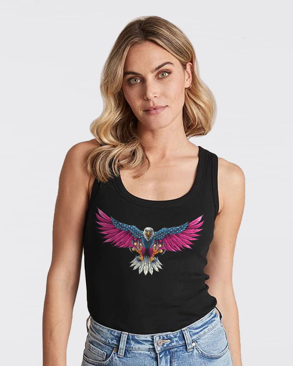 Be Stronger Than The Storm Eagle With Flag Women's Breast Cancer Awareness Tanks