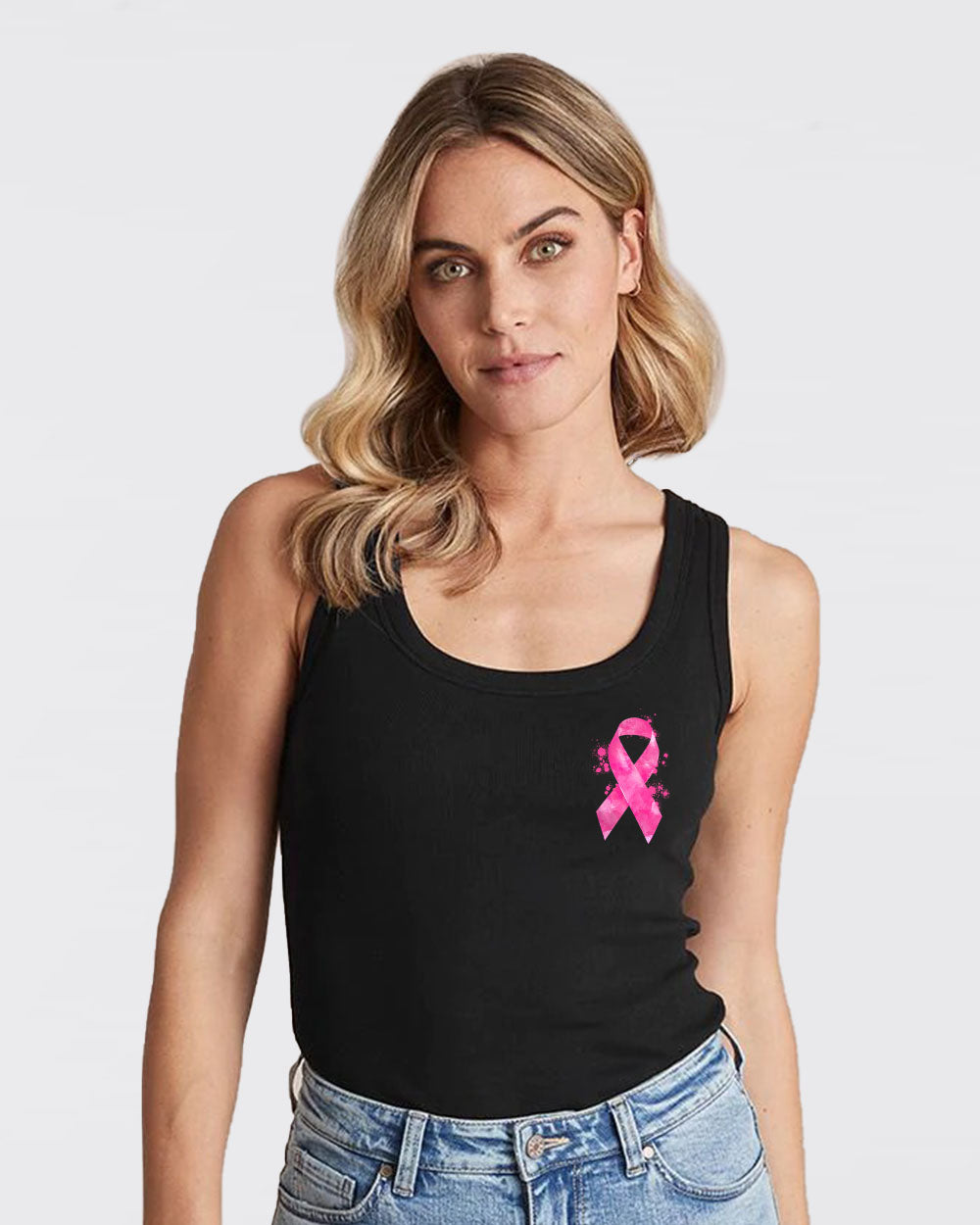 I Am A Breast Cancer Warrior Cross Ribbon Flag Women's Breast Cancer Awareness Tanks