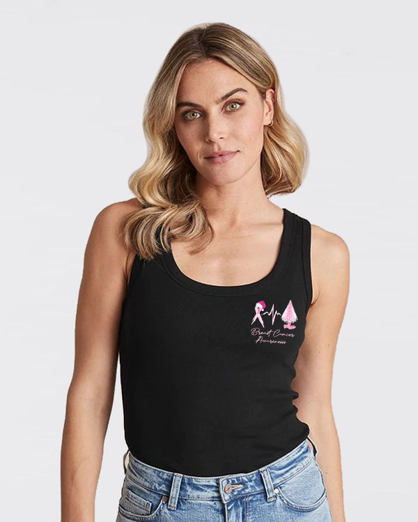 Fight Flag Christmas Tree Women's Breast Cancer Awareness Tanks