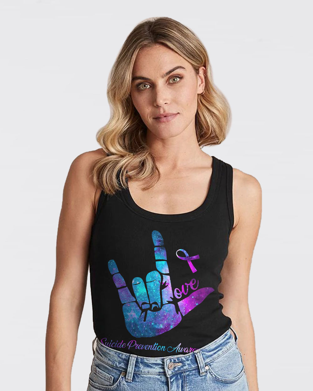 Love Hand Galaxy Women's Suicide Prevention Awareness Tanks