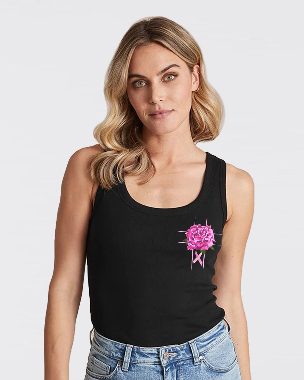 Rose Painting Ribbon Women's Christian Tanks