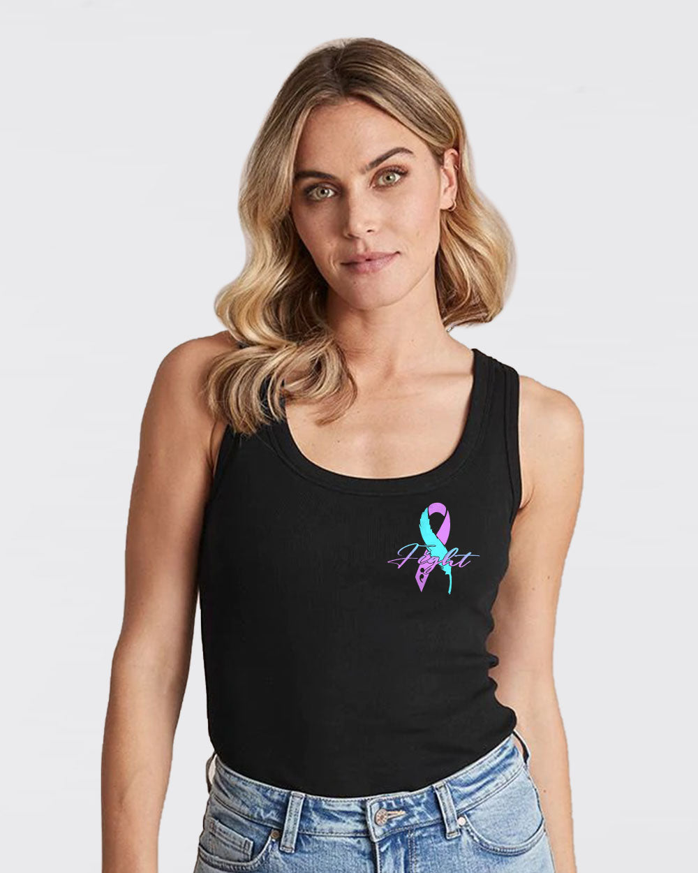 Colorful Ribbon Half Flower Smoke Women's Suicide Prevention Awareness Tanks