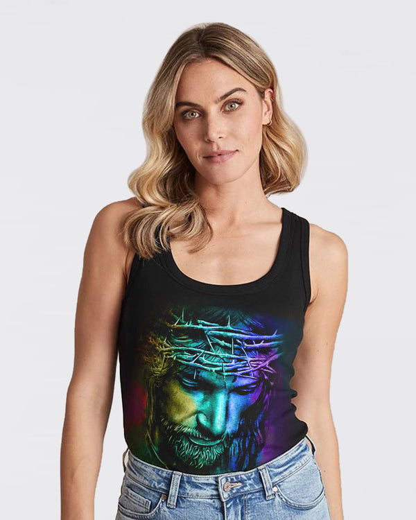 Way Maker Miracle Worker Rainbow Painting Jesus Women's Christian Tanks