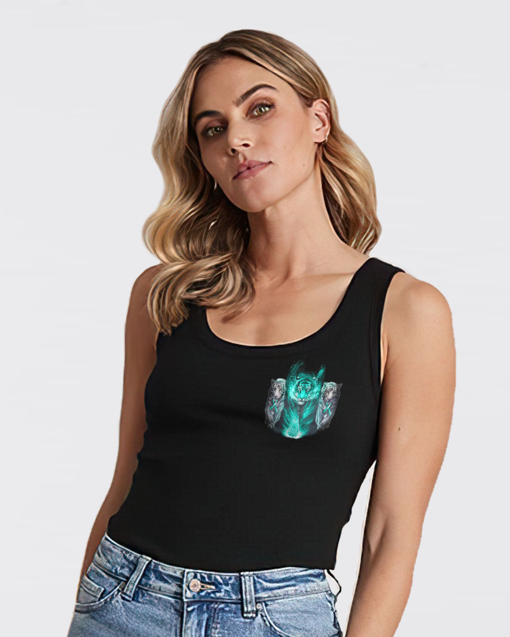 No One Fights Alone Tiger Women's Ovarian Cancer Awareness Tanks
