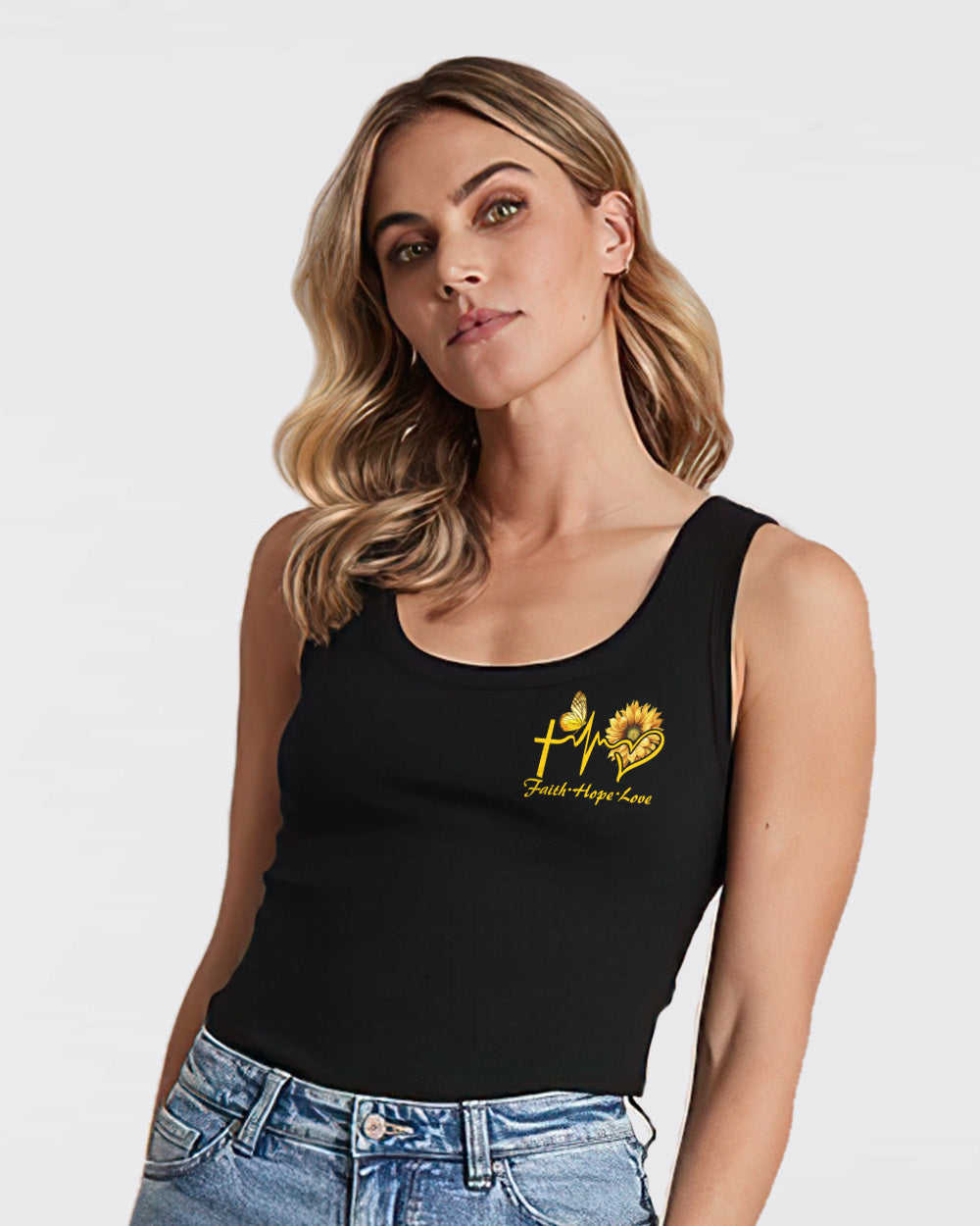 God Say You Are Sunflower Butterfly Cross Faith Women's Christian Tanks