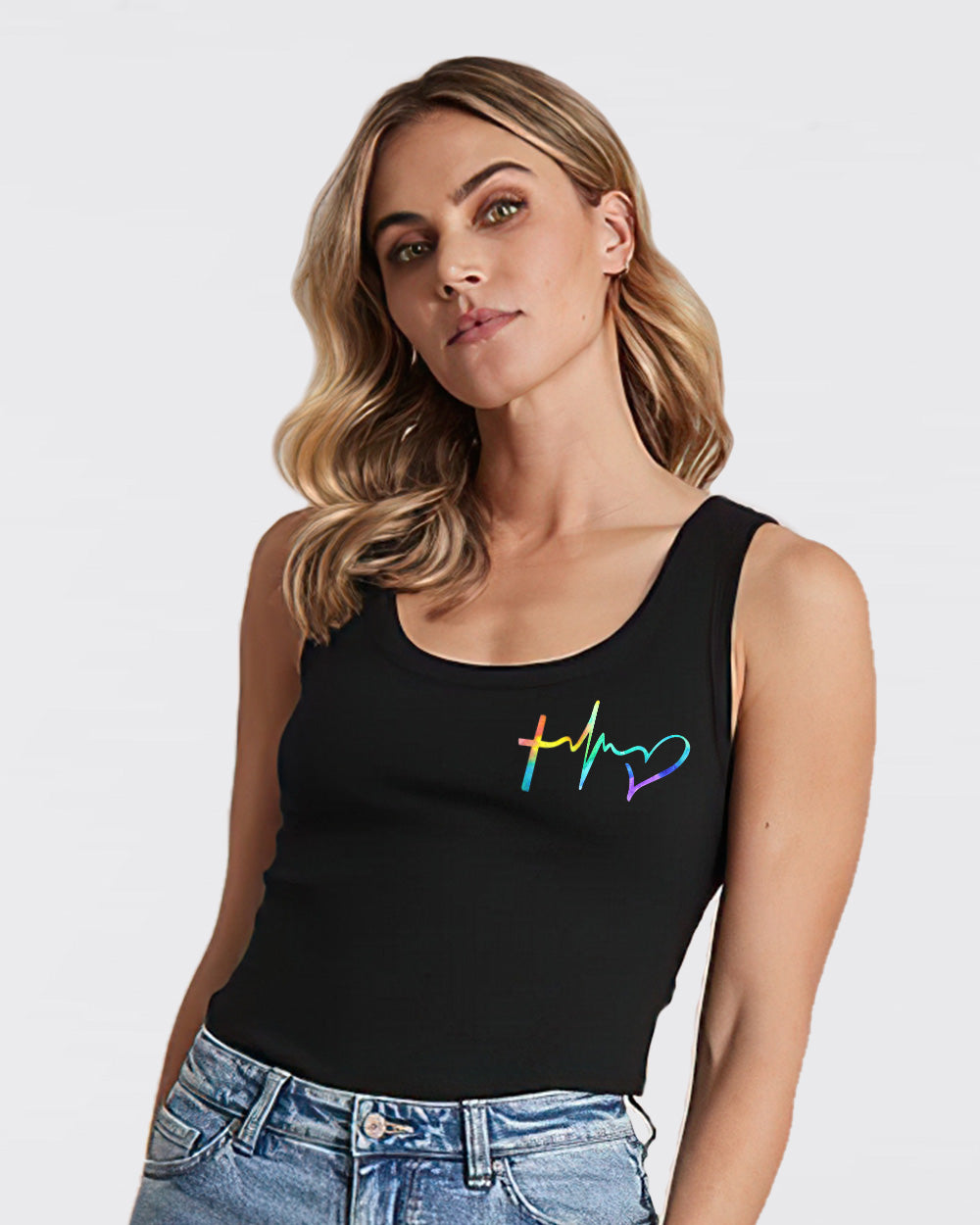 Faith Cross Colorful Watercolor Women's Christian Tanks