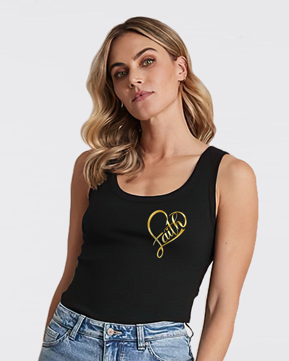 Faith Cross Gold Butterfly  Women's Christian Tanks