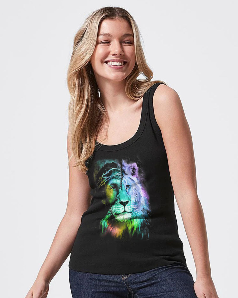 Way Maker Miracle Worker Colorful Lion Jesus Women's Christian Tanks