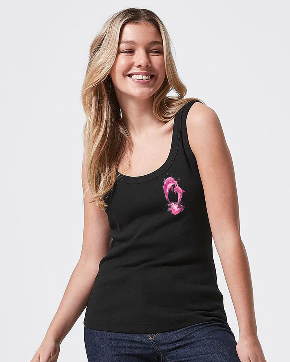 Fight Flag Dolphin Women's Breast Cancer Awareness Tanks