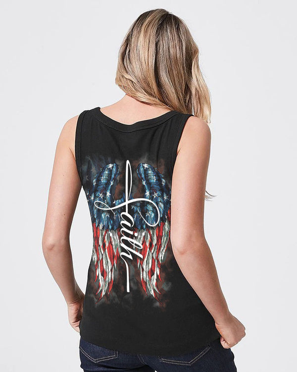 Faith American Watercolor Wings Flag Women's Christian Tanks