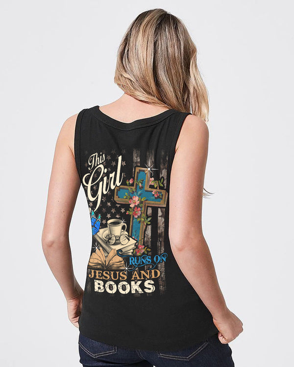 This Girl Runs On Jesus And Books Women's Christian Tanks