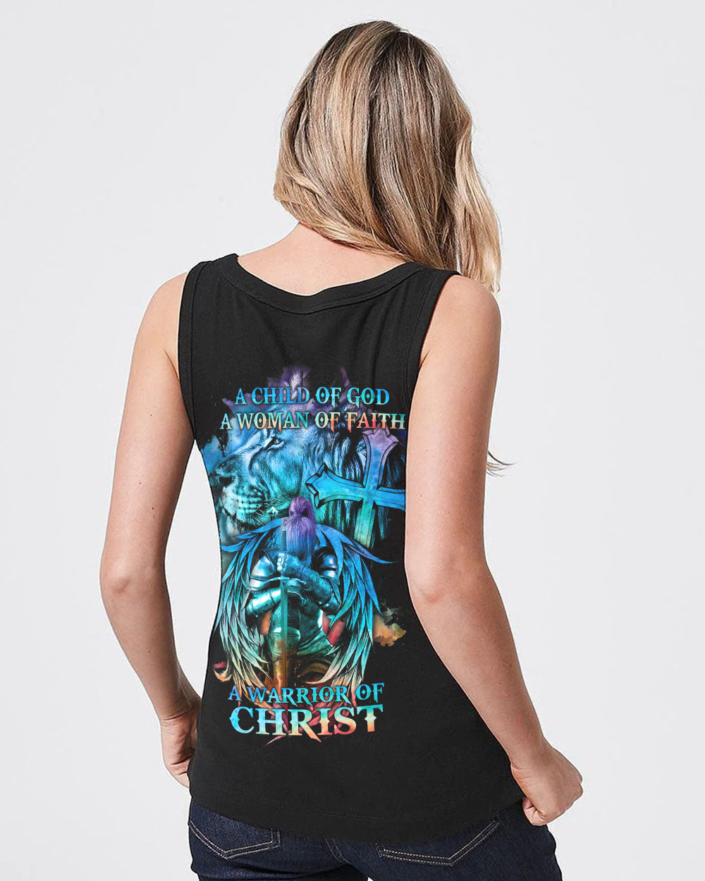 A Child Of God A Woman Of Faith Lion Warrior Women's Christian Tanks