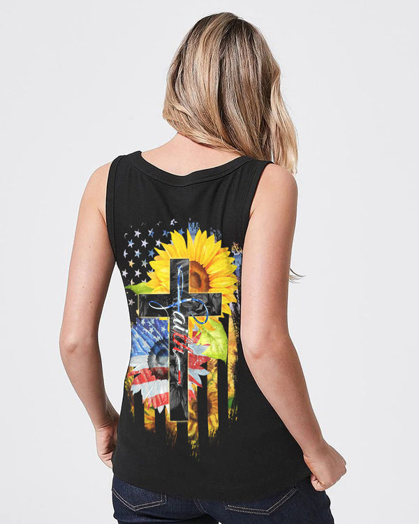 Sunflower America Faith Flag Women's Christian Tanks