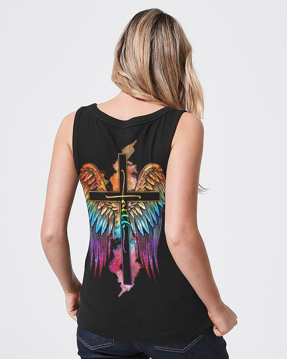 Galaxy Wings Faith Cross Women's Christian Tanks