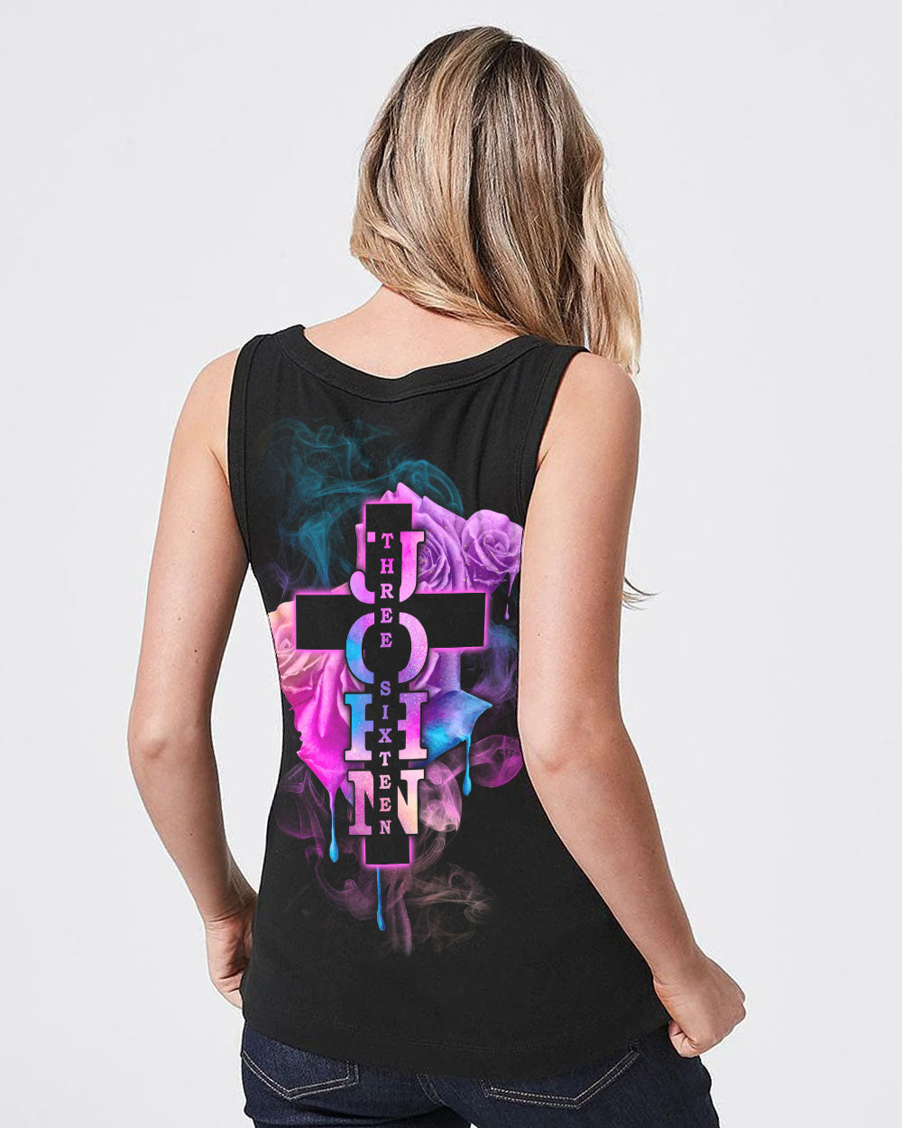 John Three Sixteen Faith Smoke Rose Women's Christian Tanks