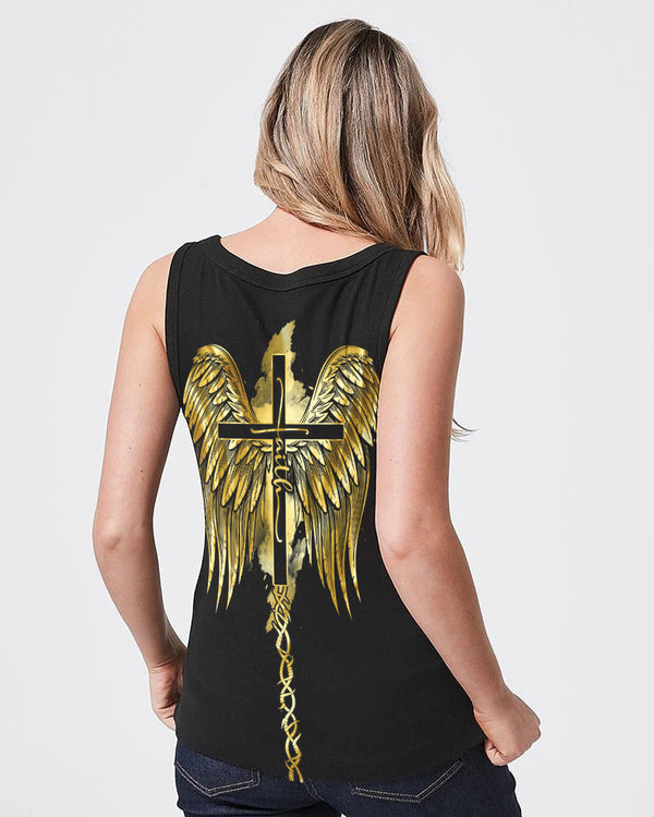 Faith Wings Jesus Gold Women's Christian Tanks