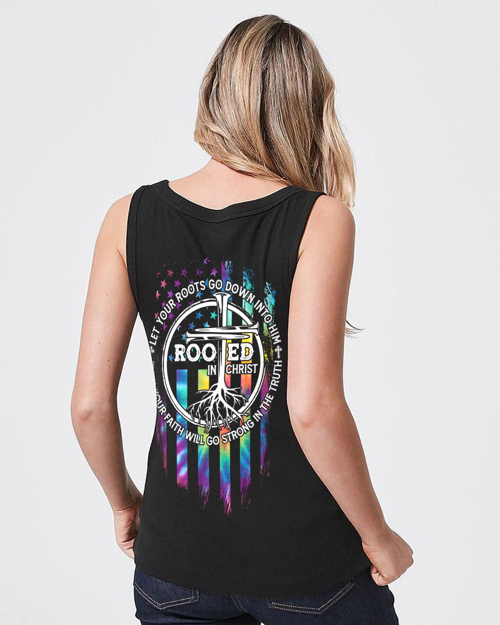 Let Your Roots Go Down Into Him Women's Christian Tanks