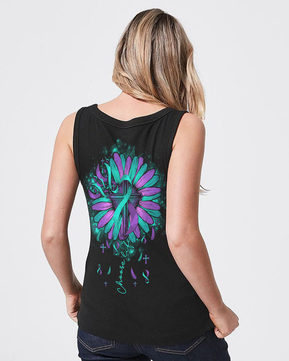 Choose Life Sunflower Women's Suicide Prevention Awareness Tanks