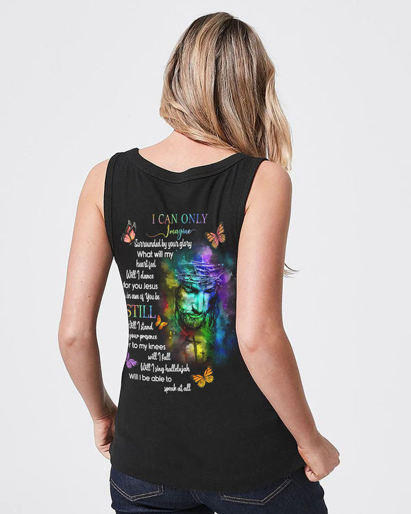 I Can Only Imagine Colorful Jesus Painting Women's Christian Tanks