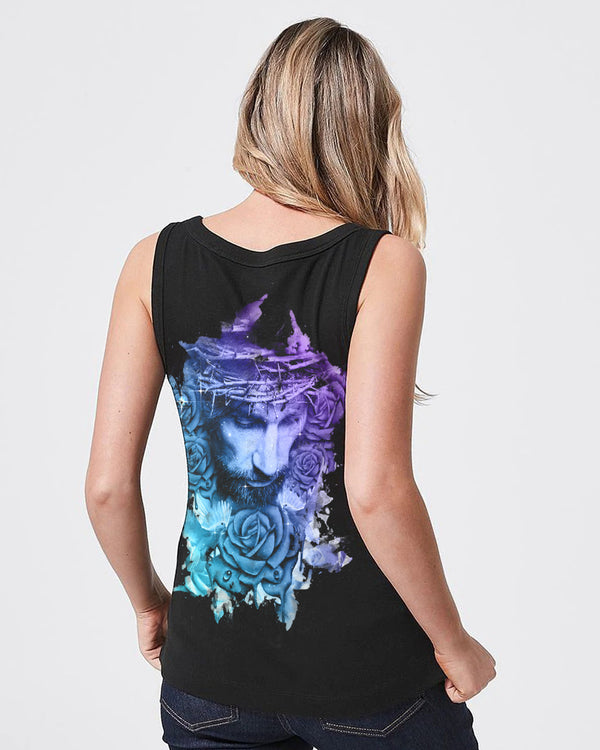 Watercolor Jesus Rose Women's Christian Tanks