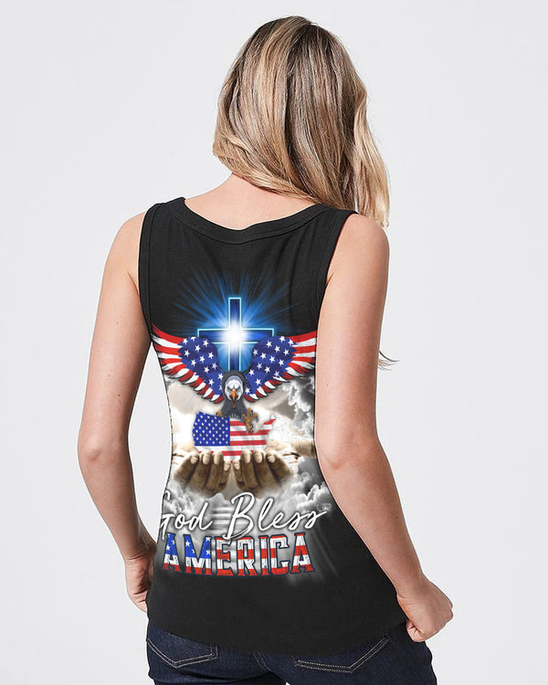 God Bless America Eagle Hand Women's Christian Tanks