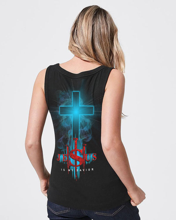 Jesus Is My Savior Cross Light Smoke Women's Christian Tanks