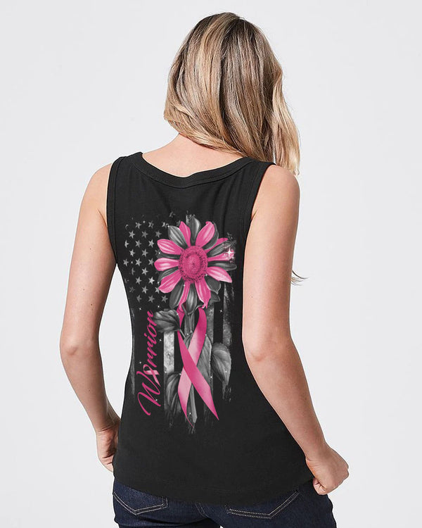Warrior Sunflower Flag Women's Breast Cancer Awareness Tanks