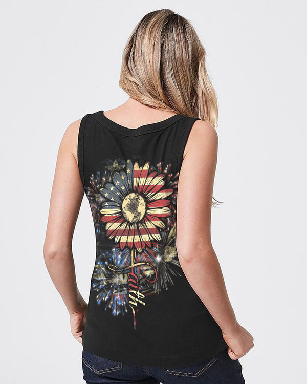 Faith Sunflower Independence Day Women's Christian Tanks