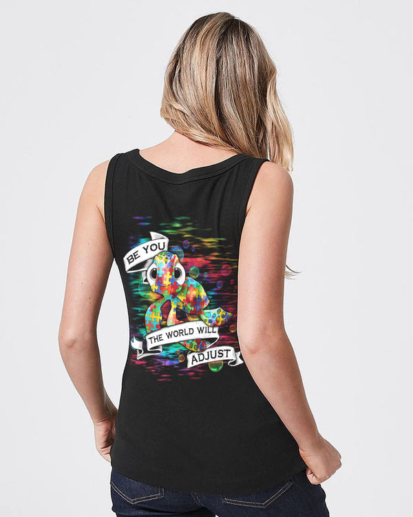 Be You The World Will Adjust Turtle Women's Autism Awareness Tanks
