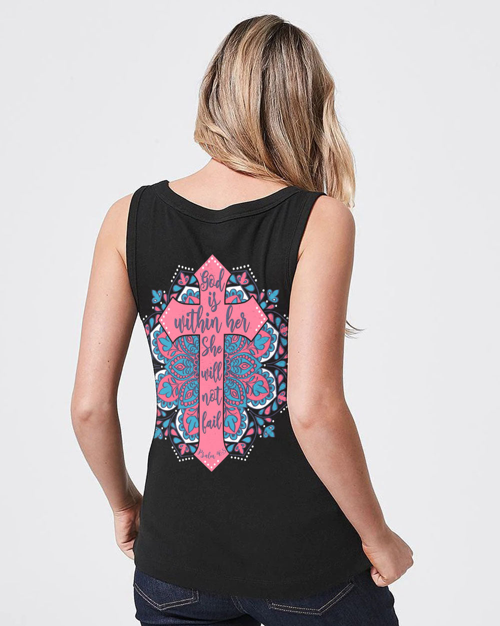 God Is Within Her She Will Not Fail Cross Women's Christian Tanks