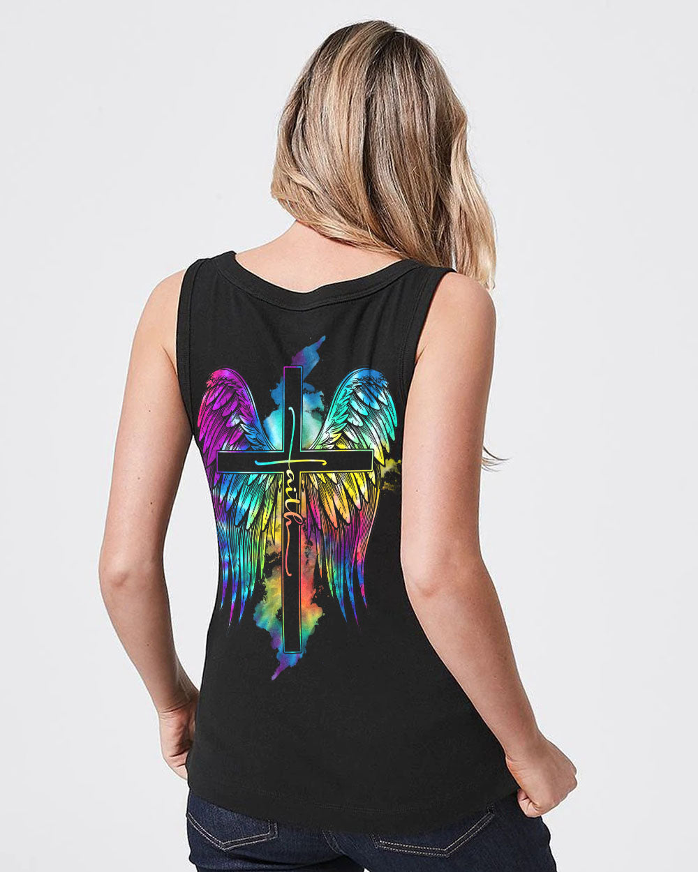 Faith Cross Wings Colorful Women's Christian Tanks