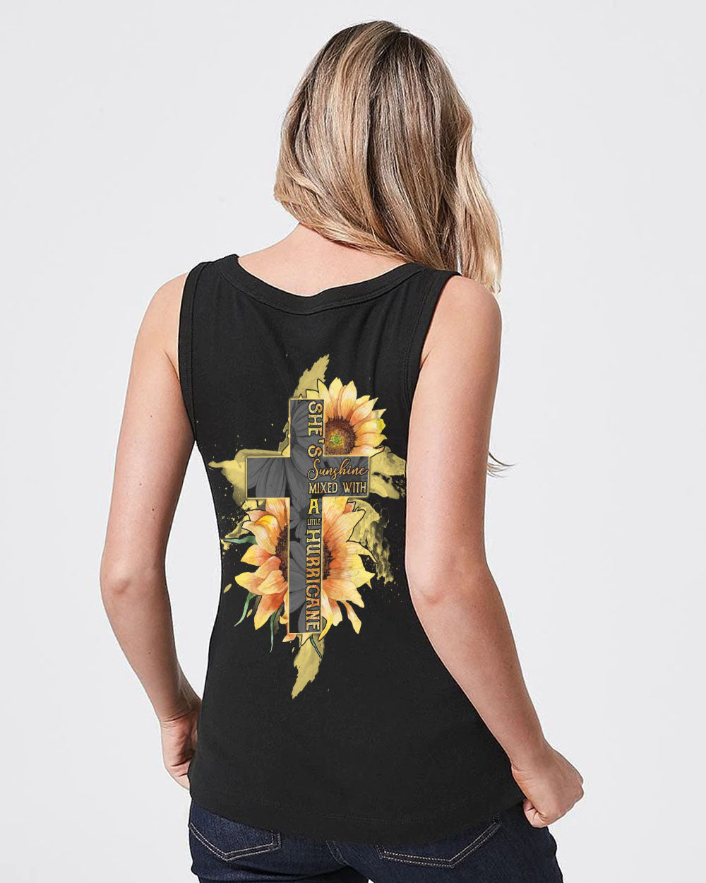 She's Sunshine Mixed With A Little Hurricane Women's Christian Tanks