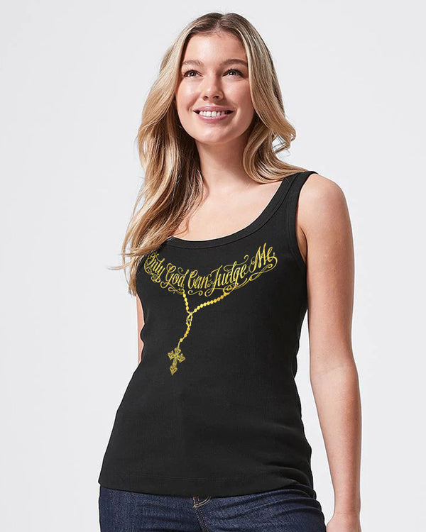 Only God Can Judge Me One Nation Under God Cross Flag Women's Christian Tanks